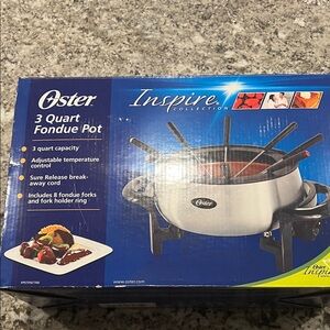 Oster Silver Fondue Set with Black Accents